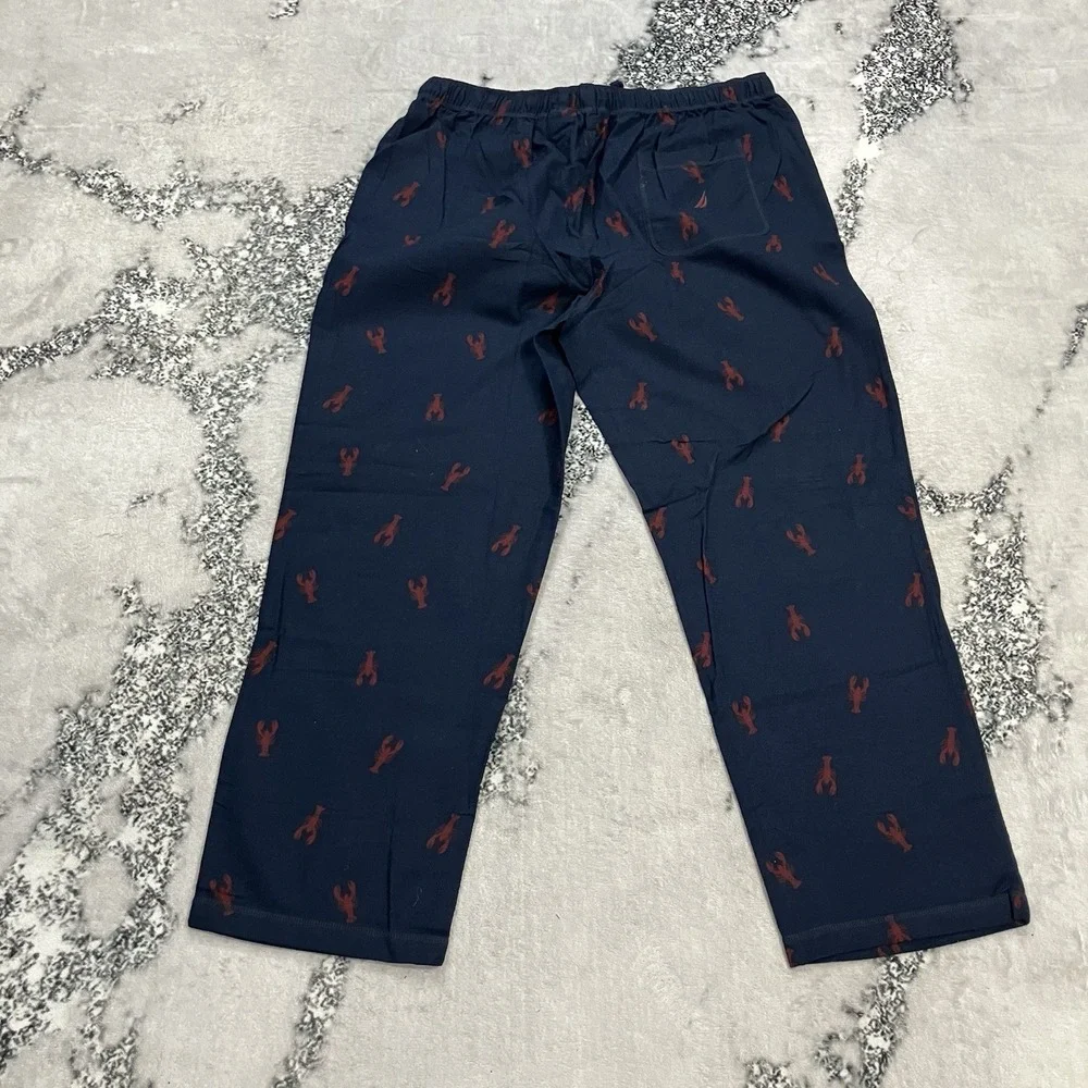 Nautica Sleep Pants Mens XL Blue Red Lobster Print Drawstring Lounge Pajama